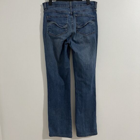 Not Your Daughter's Jeans Size 8 Blue Straight  Lift Tuck NYDJ Y2K Embroidered - Picture 1 of 8